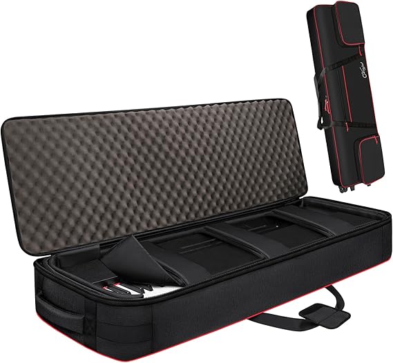 SNIGJAT 88 Key Keyboard Case with Wheels, Full Padded Piano Bag Soft