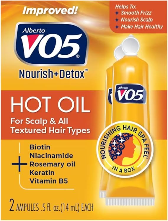 Alberto VO5 Moisturizing Hot Oil Treatment - Hot Oil Hair Treatment - Rehydrates and Protects Dry, Damaged Hair - With 5 Oils and 5 Vitamins - 0.5 oz