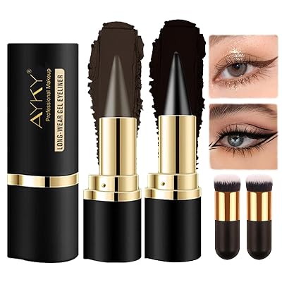 Ayky Long Wear Gel Eyeliner - Natural Black Waterproof Cream, Smudge Proof, Long Lasting Pencil, Eye Face Paint Sticks BlackBrown