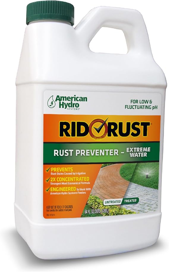 Rid-O-Rust Outdoor Rust Preventer, Extreme Water, Prevents Stains Caused by Irrigation, 64 Ounce Bottle
