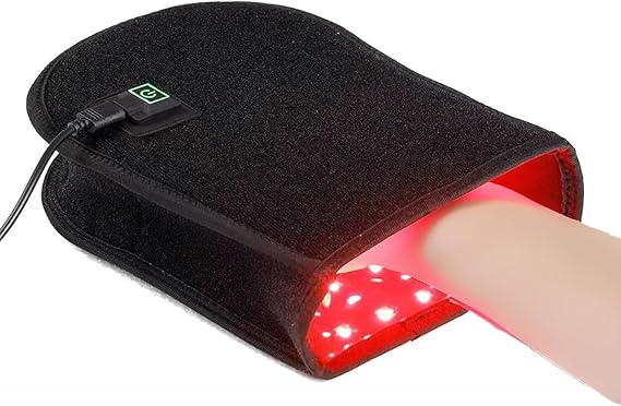 Red Light Device Glove, Single Hand LED Therapy Device, Double Sides Treatment, 60pcs 660nm+30pcs 850nm LED Light, Three Gear Timing Adjustment, Power Outage Protection, for Hand Stiffness