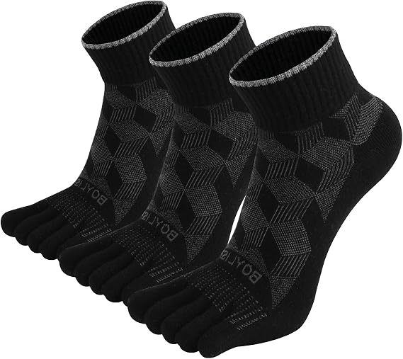 3 Pairs Coolmax Toe Five Finger Running Socks for Men Women -Lightweight Ankle Athletic Sock