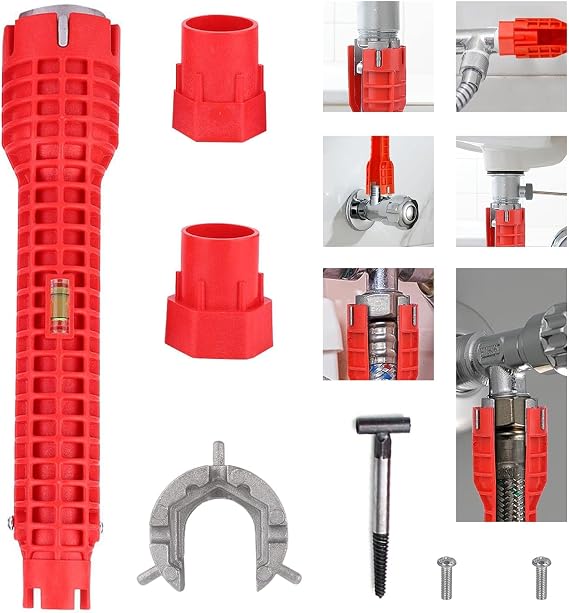 Tap Spanner Tool, 8 in 1 Faucet and Sink Installer, Tap Spanner for Tight Spaces, Multifunctional Tap Wrench for Kitchen and Bathroom Sink Repair, Plumbing Tool for Pipe Installation