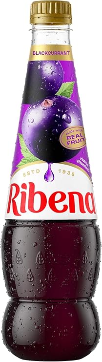 Ribena Blackcurrant Squash 850ml Real British Blackcurrants; Rich in Vitamin C; No Artificial Colours or Flavours; 100% Recycled Plastic Bottle