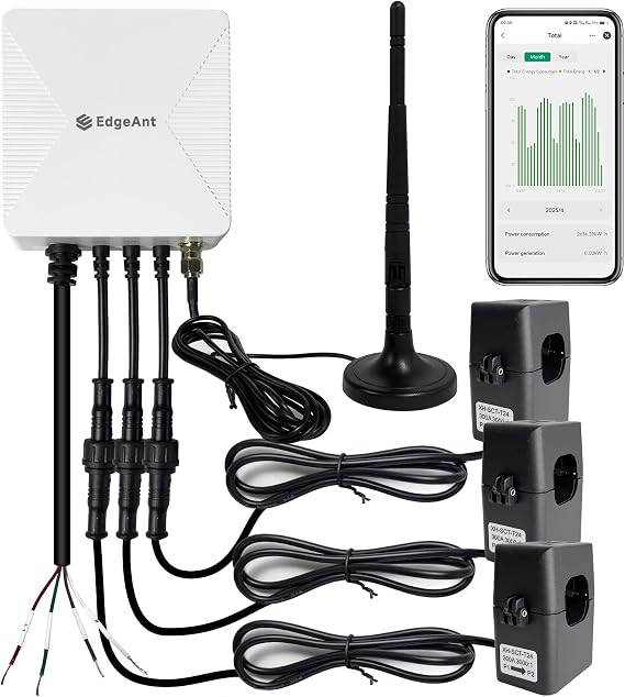Energy Monitor with 3 * 300A Circuit Level Sensors, Smart Home Power MonitorTrack Electricity in Real Time, WIFi Meter Solar/Net Metering, Home Energy Automation and Control