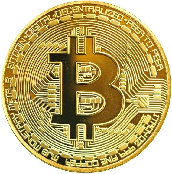 3 Pcs Physical Bitcoin Coin Gold Plated, 40mm 3mm Large Commemorative Crypto Collectible with Acrylic Display Case, Limited Edition BTC Token for Gift Home Desk Decor