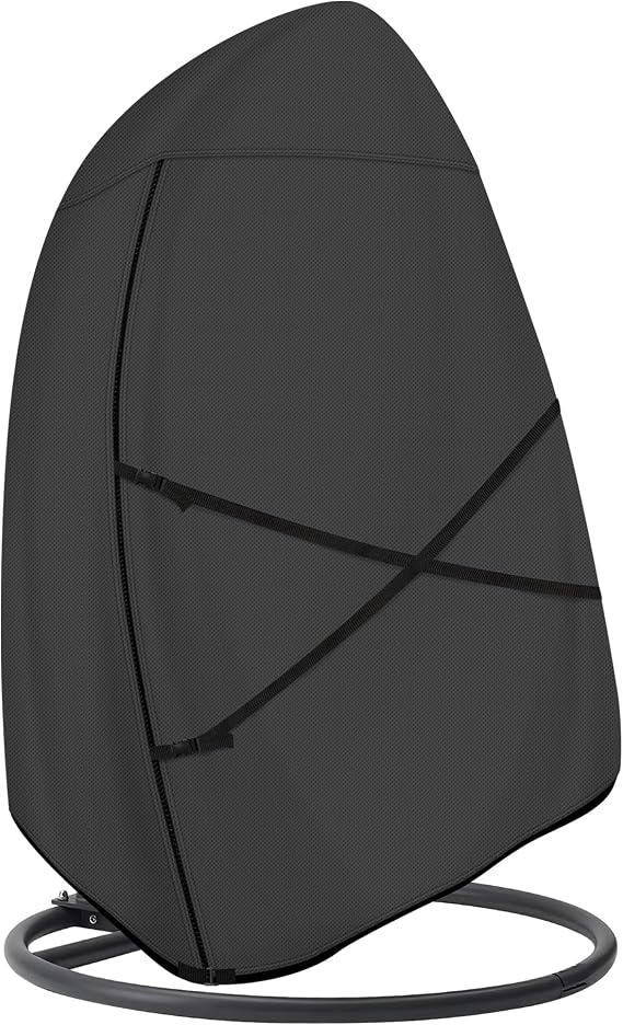 ULTCOVER Patio Hanging Egg Chair Cover - Waterproof Outdoor Double Seat Swing Egg Chair with Stand Cover 66W x 43D x 68H inches, Black