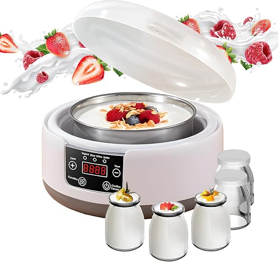 Yogurt Maker Machine 36 Hour, Probiotic Yogurt Maker with Temperature Control and 36 Hour Timer, 1.2L Yogurt Machine with LCD Display, Multi-Function Yogurt Machine for Home Use (With 5 Cups)