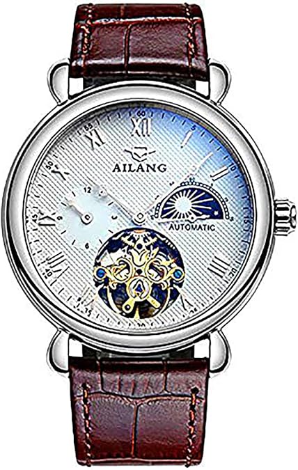Top Brand Automatic Mechanical Watch Men Skeleton Steampunk Leather Watches Luxury Tourbillon Waterproof Wristwatch Roman Dial -475
