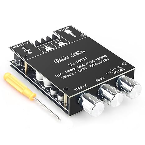 200W Bluetooth 5.0 Stereo Power Audio Amplifier Board with Treble and Bass Control 2.0 Channel Mini Wireless High Power Digital Amp