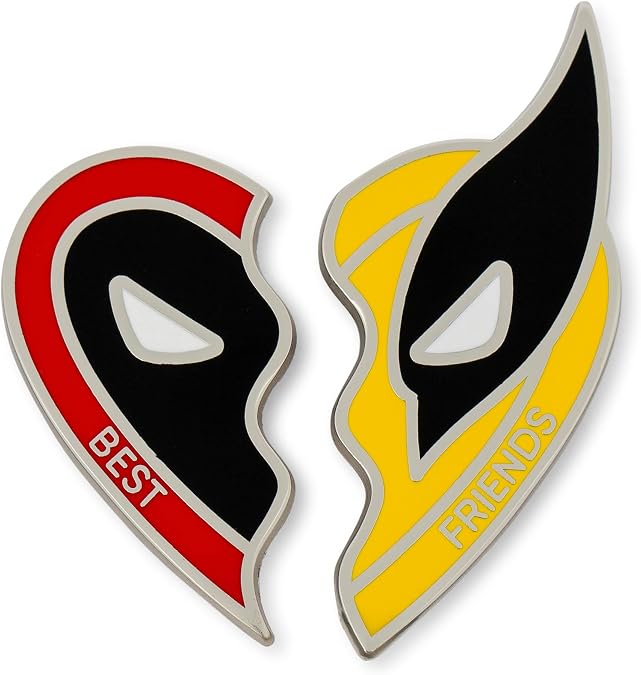 Marvel Studios Deadpool & Wolverine "Best Friends" 2-Piece Enamel Pin Set | Badge Accessories For Lanyard, Backpack, Clothes