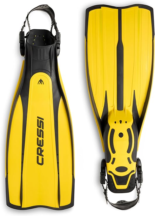 Cressi Pro Light Adjustable Open Heel Fins, Yellow, S/M