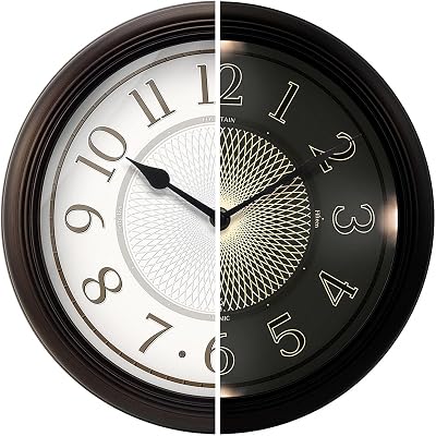 12.6 Galaxy Luminous Atomic Wall Clock for Bedroom,Illuminated Night Light Wall Clock with Smart Sensor to Turn OnOff LED Light, Oil Rubbed Bronze Black,Housewarming Gifts