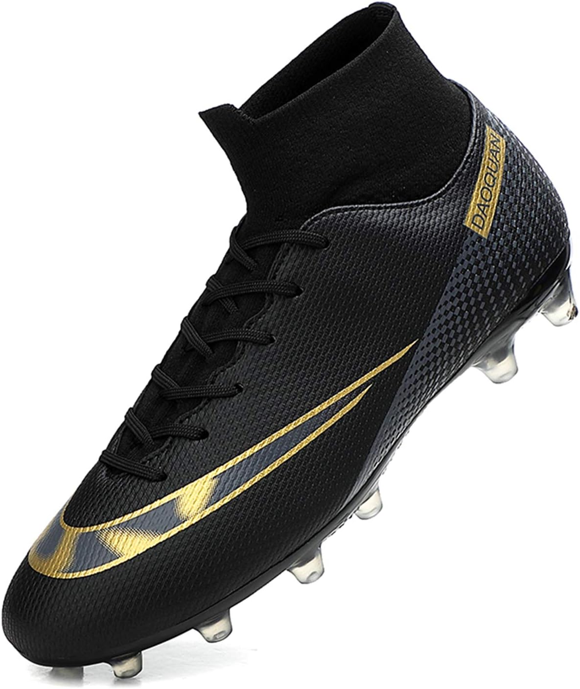 WOWEI Football Boots Men High Top Spike Soccer Shoes Outdoor Training Football Shoes Sneakers 2.5 UK-10 UK