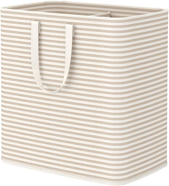 Lifewit 1 Pack Laundry Basket 105L Each, Collapsible Clothes Hamper with Reinforced Handles, Freestanding Waterproof Design for Bedroom and Laundry Room, Beige 105L Total