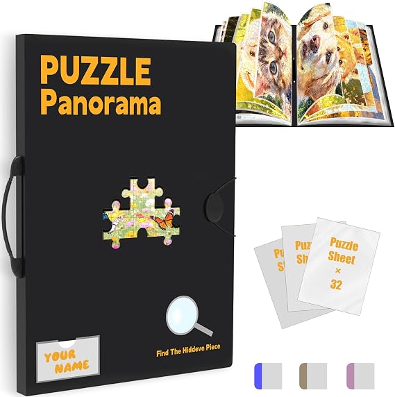 Puzzle Storage with Central Mesh Window,Puzzle Binder with Puzzles Stickers