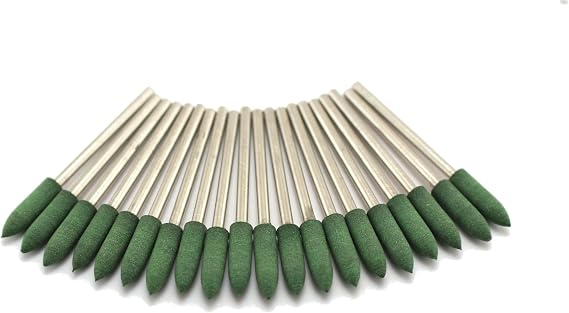 TMAX 20p 4mm Bullet Rubber Polishing Burr for Dremel Rotary Tool 3/32" Shnk | Perfect For Intricate Carving & Detail Finishing | Rubber Polishing Kits Grinding Points For Jewelry, Jade, Metal