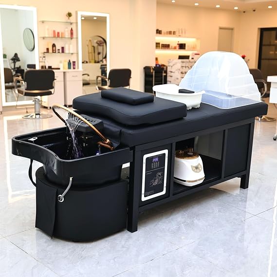 Head Spa Bed Head Spa Equipment with Steamer & Water Circulation System | Japanese Head Spa Bed, All-in-One Shampoo Station with Water Circulation, 7-Color LED Light for Hair Salon