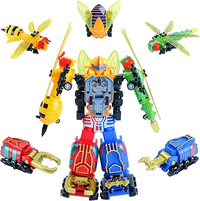 FULIM Transforming Toys - 5-in-1 Insect Transform Robot Kids Toys with Pull-Back Action - Easy Deformation, Ideal Gifts for Boys and Girls Ages 3-8