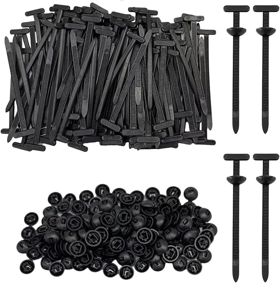 100Pcs Nylon Universal Cable Tie Buckle,Zip Ties Heavy Duty Self-Locking Nylon Holder, Automotive Zipper Clips,Zippered Trim Clip Auto Parts,Button Ziptie Bumper Retainer Fender Liner Fastener(Black)