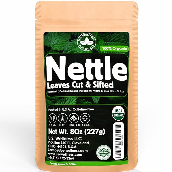 Nettle Tea - 8Oz (REAL WILD HARVEST) | 100% USDA Certified ORGANIC | Loose Leaf (Urtica Dioica aka Stinging Nettle) Cut & Sifted