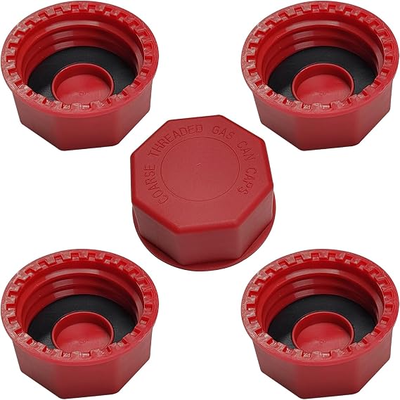 5 Gallon Gas Can Caps Replacement Fits 1/2/3/5 Gallon Gas Cans | Portable Gas Tank Lid for 5+ Gallon Plastic and Metal Gas Cans, Includes Spout Replacement old Style (Pack of 5 Red)