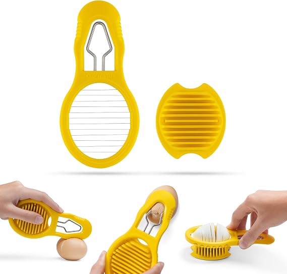 Dreamfarm Eggler 2-In-1 Compact Egg Shell Peeler & Easy Hardboiled Egg Slicer, Shell Cracking, Topping, Peeling - Yellow