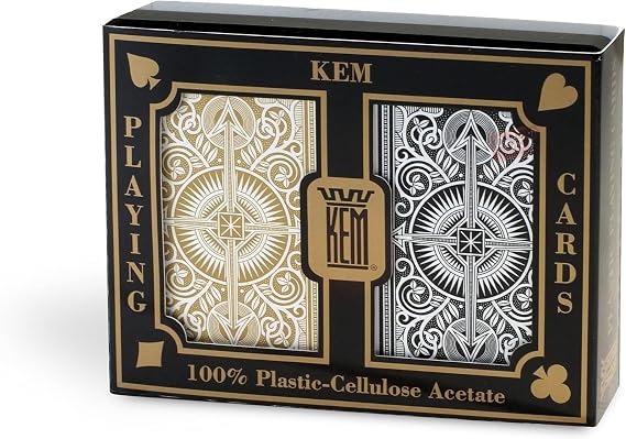 Kem Playing Cards Arrow Black and Gold, Bridge Size- Standard Index Playing Cards (Pack of 2), 1017401