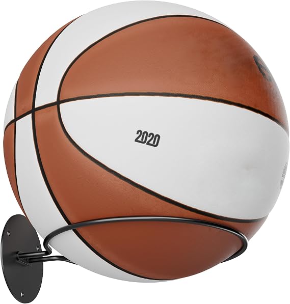 Ball Display Holder Wall Mount: Black Rack for Football, Rugby, Basketball, Baseball Storage - Sports Room Decor Accessories