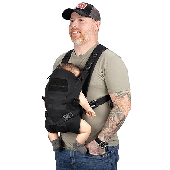 Tactical Baby Gear Tactical Baby Carrier for Dads - Black | Ergonomic, hip-healthy carrier for infants and toddlers from 8-33 lb, designed for comfortable hands-free carry.