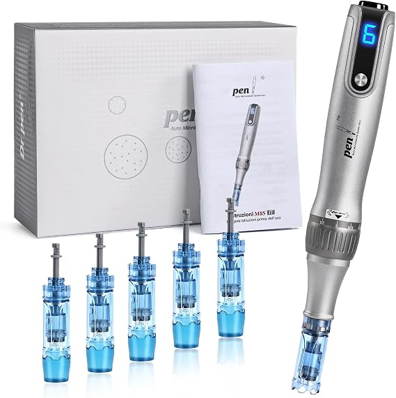 Microneedling Pen m8s Dermapen Professional Kit with 6pcs Cartridges