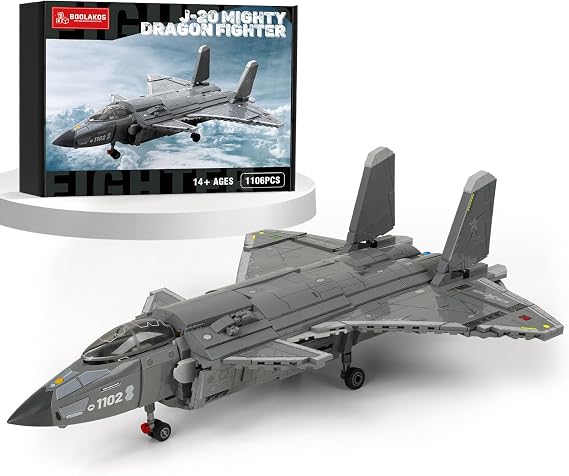 J-20 Fighter Jet Building Block Set for Adult, Military Air Force Aircraft Building as Gift Giving (1,106 Pieces)