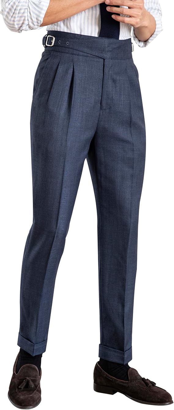 Men's Gurkha Naples Italian Old Money Style High Waisted Dress Pants