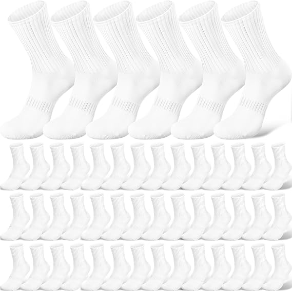 JaGely 36 Pairs Crew Socks Bulk for Women Cotton Breathable Antislip Wicking Soft Sublimation Socks for Men Women Hiking