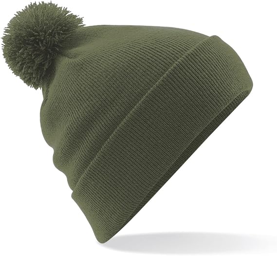 Beechfield Unisex Original Pom Pom Winter Beanie Hat (One Size) (Moss Green)