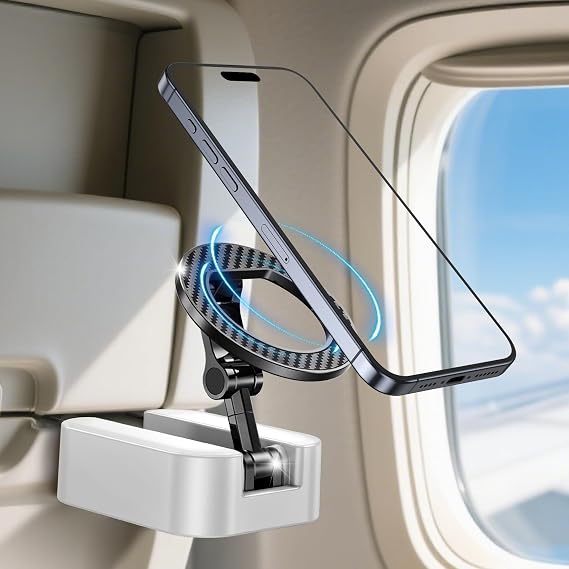 Airplane Phone Holder for Magsafe, Desk Long Flight Mini Travel Essentials Magnetic Phone Mount Compatible with iPhone Magsafe Travel Accessories Cruise Essentials Camera Mounts