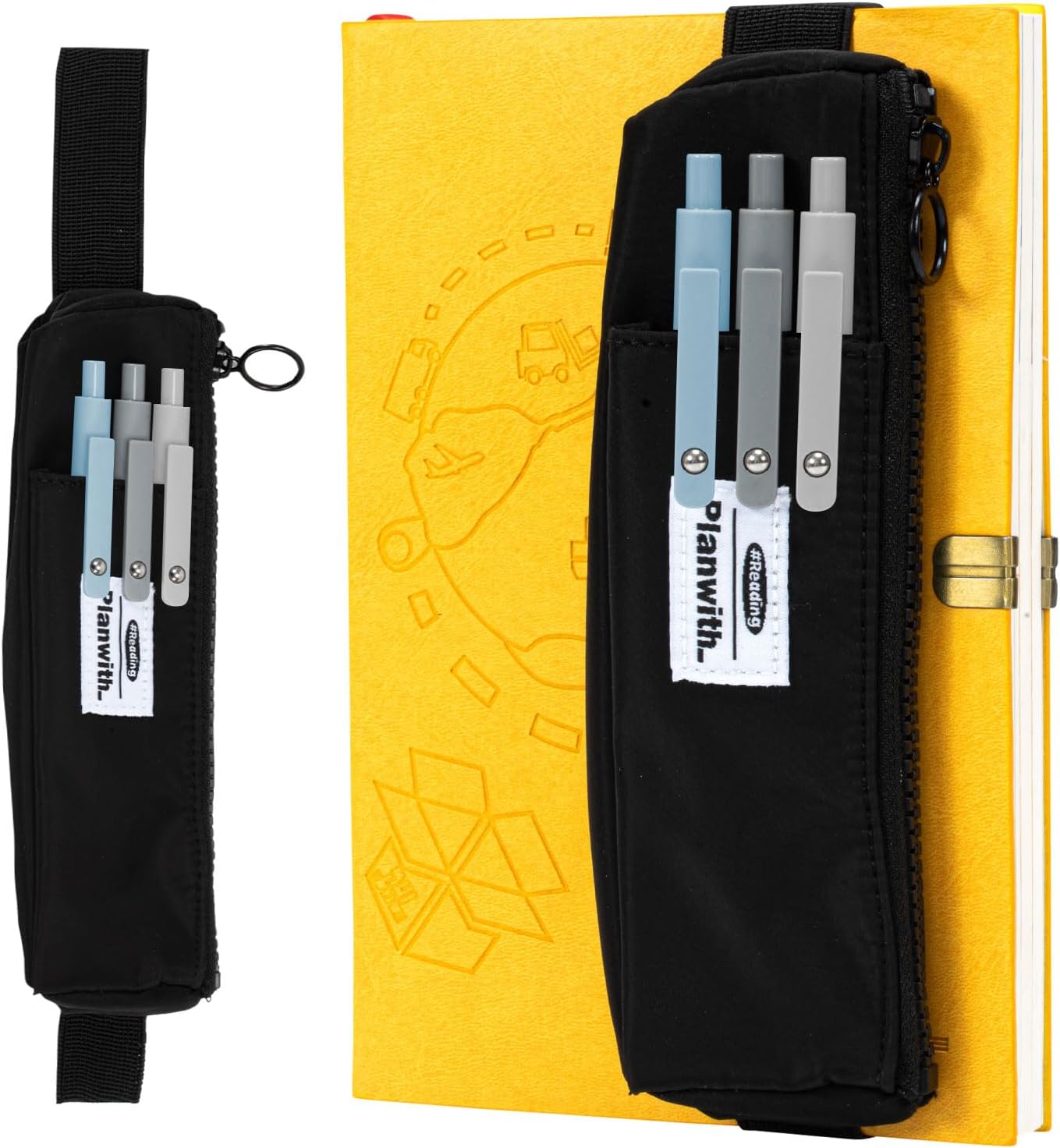 Small Pencil Case, Pen Holder For Notebook, Pen Pouch with Adjustable Elastic Band, Pen Case Book Pouch for Journals, Slim Pencil Case Makeup Bag Hold Multi Pens for Office School Stationary Supplies