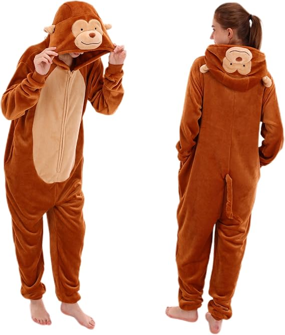 COSUSKET Snug Fit Unisex Adult Onesie Pajamas, Flannel Cosplay Animal One Piece Halloween Costume Sleepwear Homewear