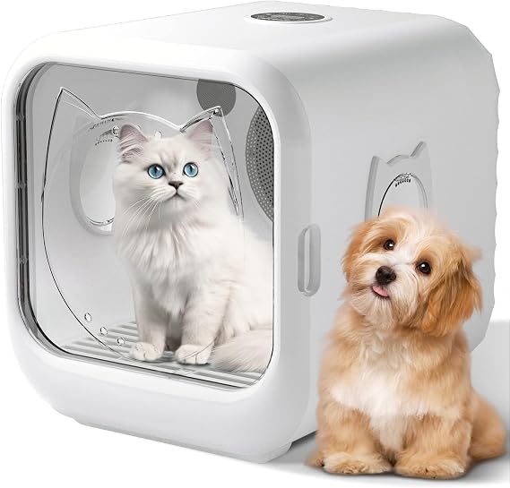 goodmom Automatic Pet Dryer for Cats and Small Dogs, Adjustable Temp Quiet Cat Dryer with Five Air Vents, 360 Drying Cat Dryer Machine, Fast Pet Dryer Box, Safe Cat Dryer Box with Timer