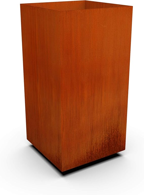 Corten Steel Planter Tall Cube Garden Box Metal Outdoor Heavy Duty | Made in USA | Fully Assembled | Commercial Residential