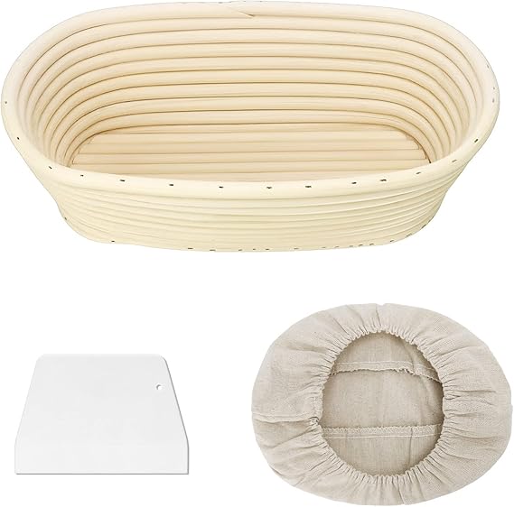 Proofing Basket 25cm, Sourdough Banneton with Liner & Scraper