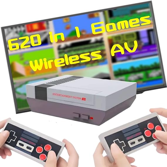 Retro Game Console, Classic Video Games Console Built-in with 620 Games System,Plug and Play with Wireless Controllers Handheld Games.(Grey)