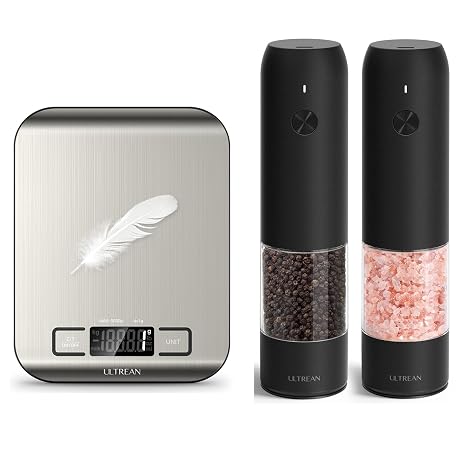 Ultrean Food Scale & Rechargeable Salt and Pepper Grinder Sets