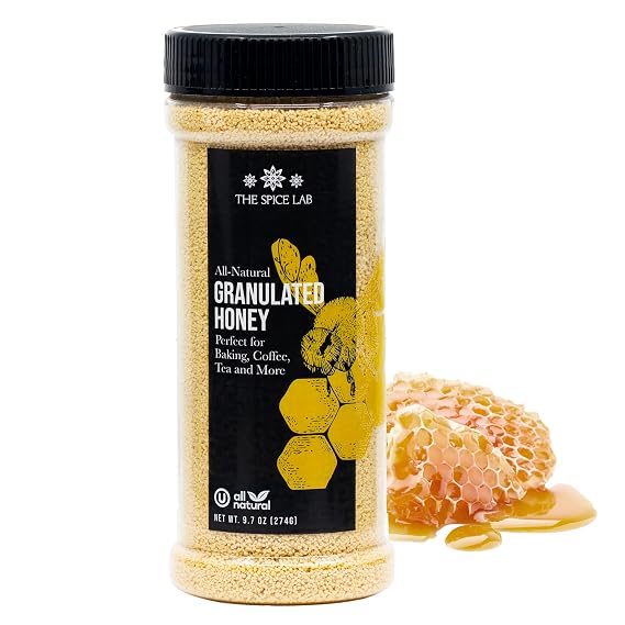 The Spice Lab Granulated Honey, Honey Powder and Granules, 9.7 oz | Sweetener for Coffee, Tea, Cooking and Baking - For BBQ Seasoning - Non-GMO, Gluten Free - Long Lasting, Not Sticky