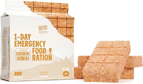 Emergency Food Supply - Original Flavor High Energy Bar Bisquit 20 Years Shelf Life, Mres Meals Military 2025 Rations Survival Food - Survival 1-Day Ration Camping Hiking Supplies