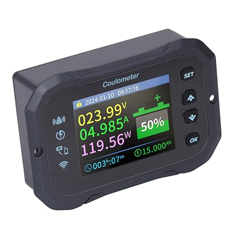 Battery Monitor Capacity Tester 10-100V 0-50A WiFi Bluetooth Bidirectional Remote with Shunt