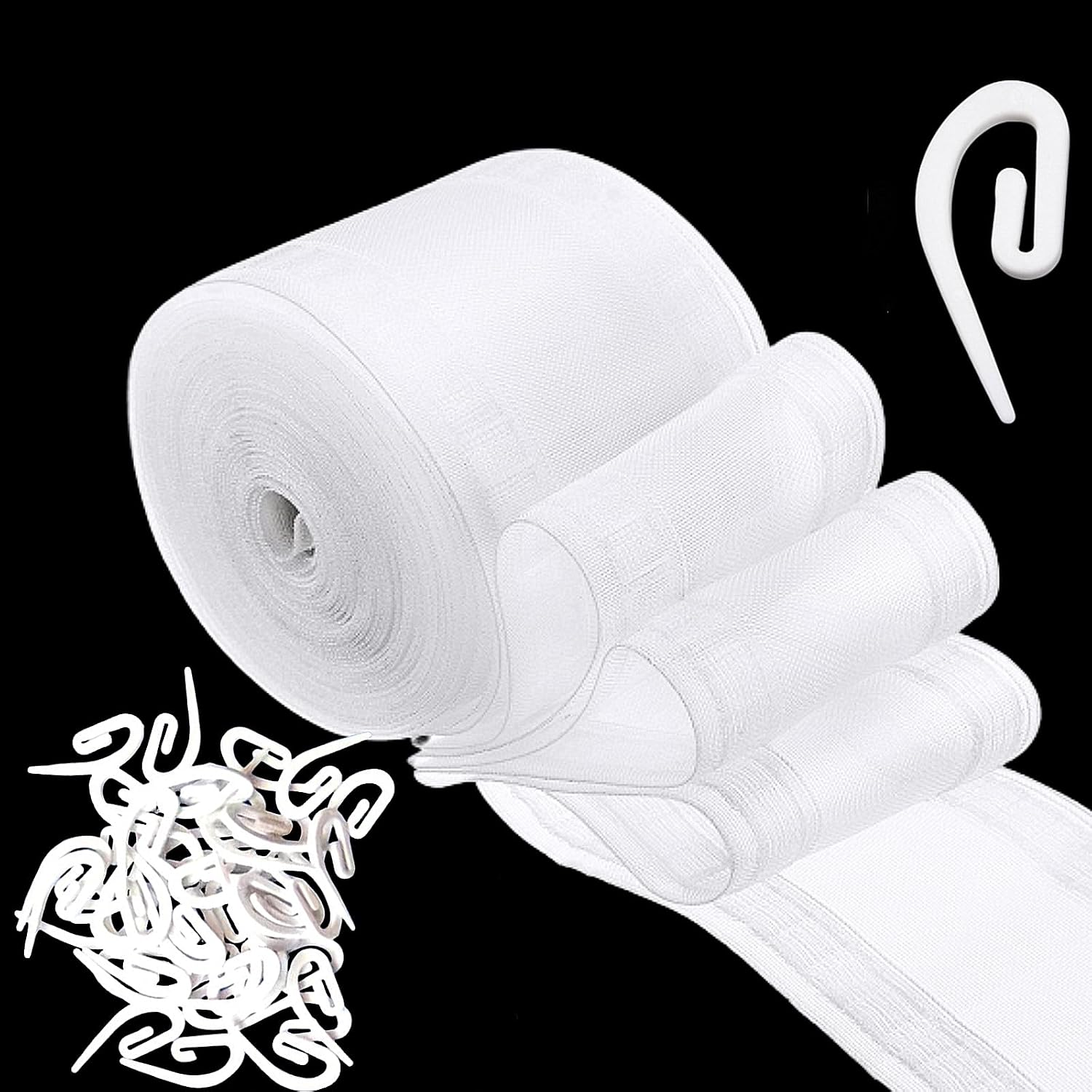 Translucent Wave Curtain Tape Pleat Tape for Curtains Drape Curtain Tape Ripple Fold Tape with Hooks Drapery Tape 25 Yards