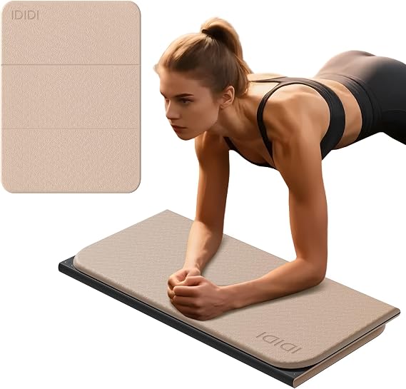 Foldable Exercise Pad Extra Thick 1.2" x 14" x 24" | POE Non-Toxic Multi-Functional Knee & Elbow Cushion for Push Up, Yoga, Pilates, Home & Gym Use for Adults & Kids
