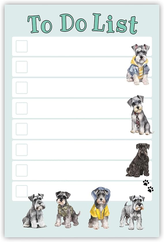 DAILY RITMO Schnauzer Sticky to-Do List Notepad | Dog Mom Gifts for Women | Cute Miniature Schnauzer Stationery Pad 4x6 50 Pages Made in USA | Christmas, Birthday Gift