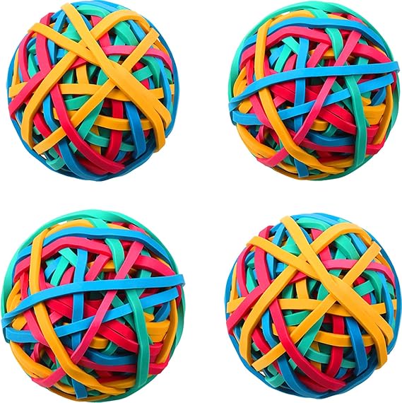 Outus 4 Roll Rubber Band Elastic Ball About 400 Pieces Colorful Rubber Bands Stretchable Rubber Band Balls Stationery Holder Elastic Band Loops for DIY, Arts and Crafts Christmas Gift for Grandson